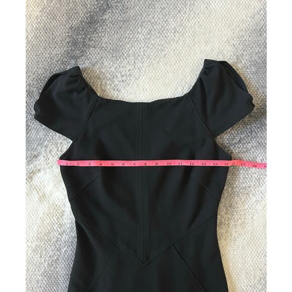 Diane Von Furstenberg Cap Sleeve Helen Midi V Neck Back Black Dress Size 6 Small - Picture 9 of 14